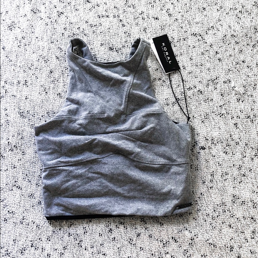 SOLD KORAL crop top zipper NWT size small GRAY